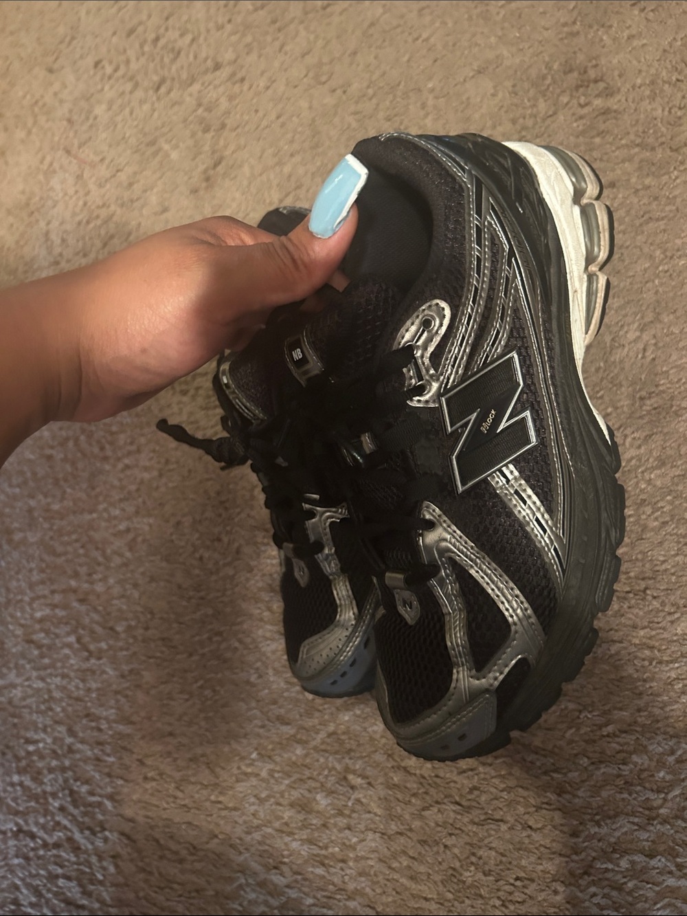 New Balance Women's Black and Silver Athletic Sneakers